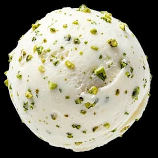 Bocha de helado de Chocolate Blanco con Pistacho, imagen ilustrativa.