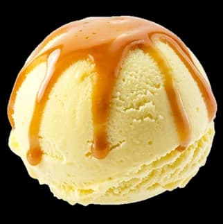 Bocha de helado de Flan, imagen ilustrativa.